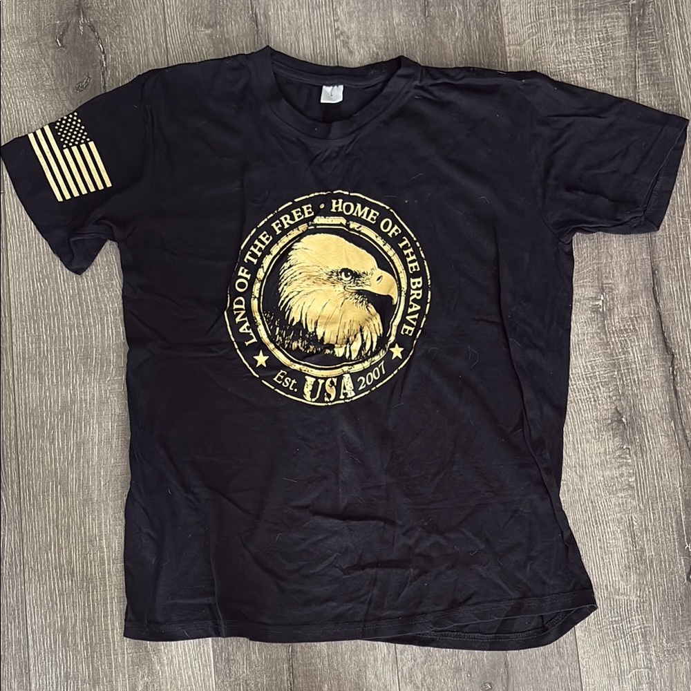 Black and Gold Short Sleeve Tee, Size: Large